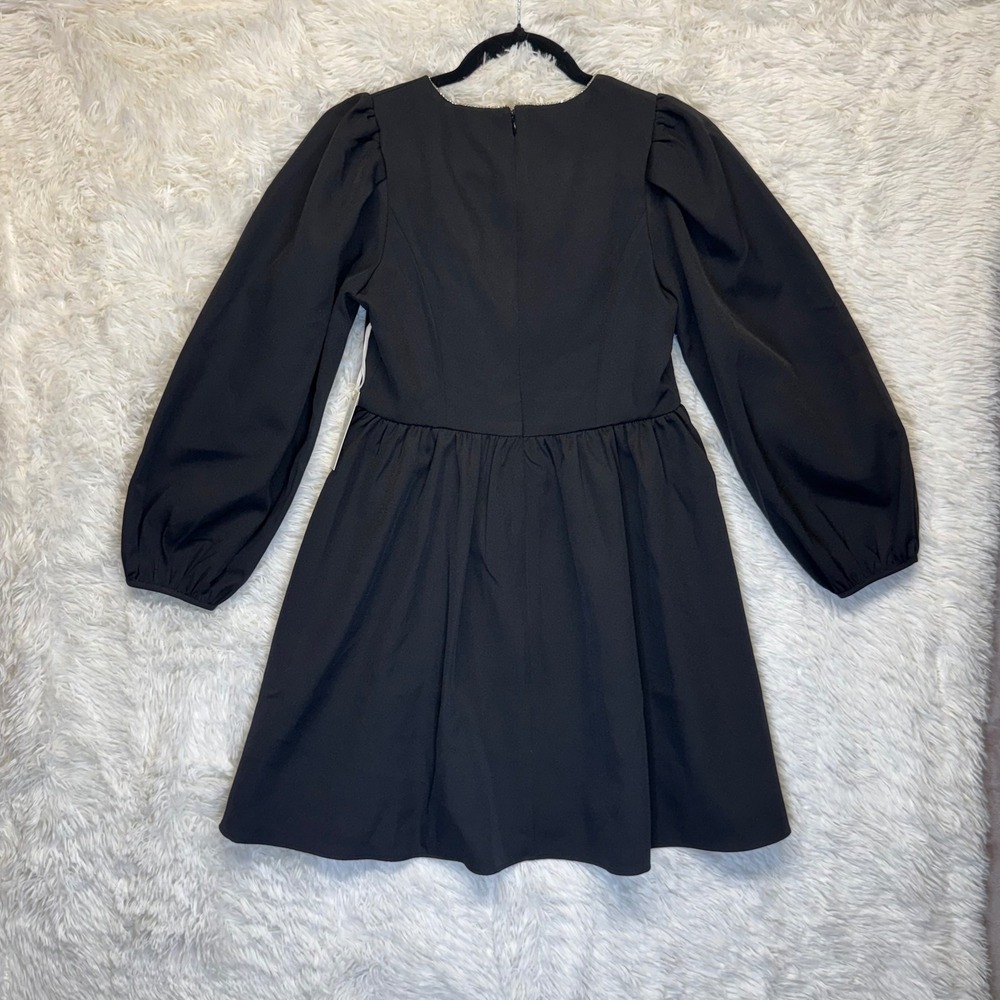 NWT Hyacinth House Tuckernuck Blair Black Bow Rhinestone Mini Dress XS - Picture 5 of 7
